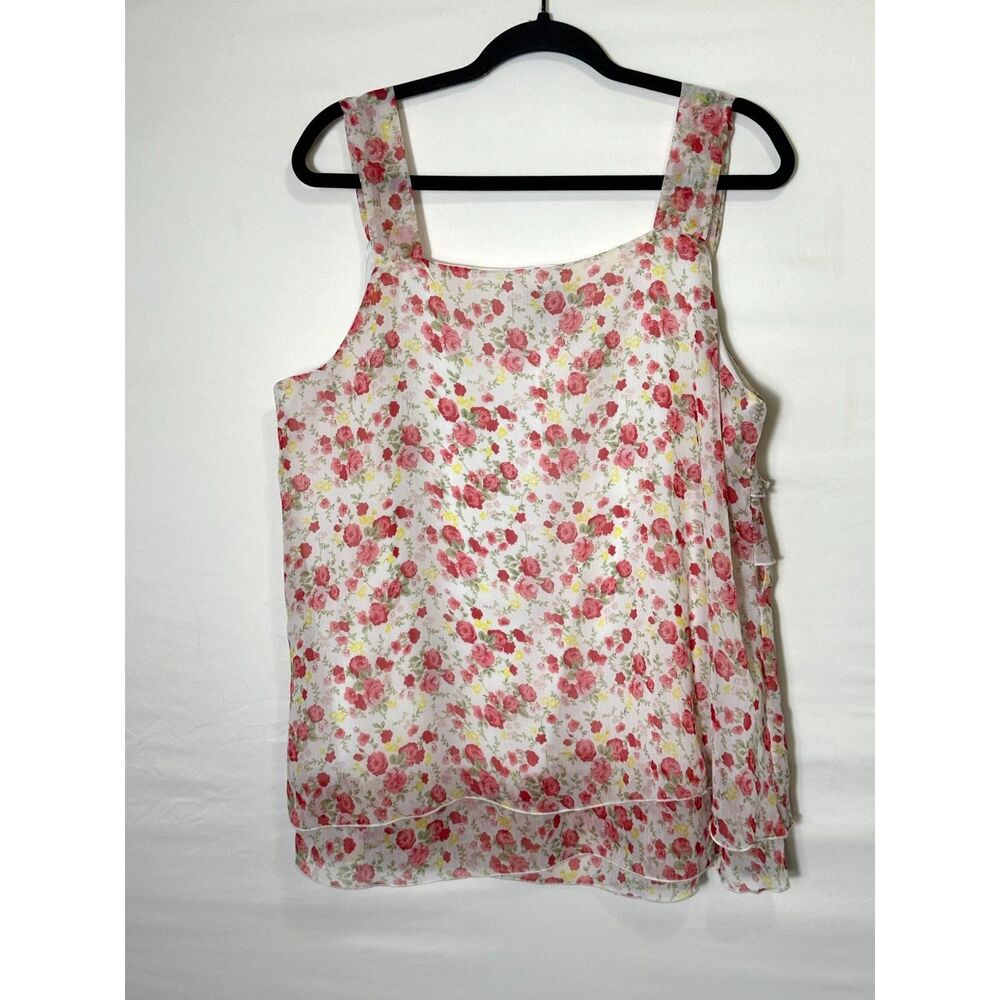Pat Rego Women's Plus Size Fully Lined Tiered Camisole Top Size 2X Rose Pattern - Picture 3 of 4